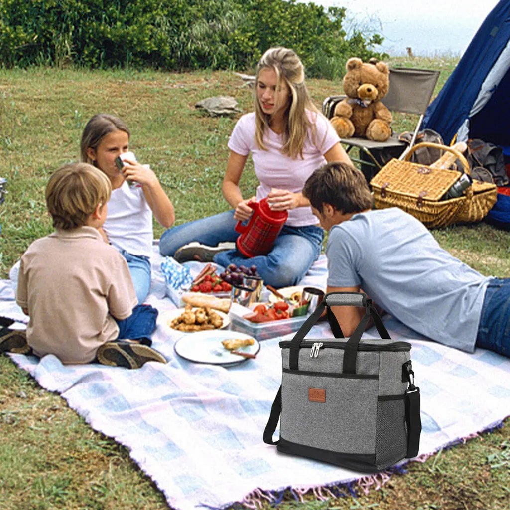 Lospitch 25L Kühltasche Faltbar Kühlkorb Kühlbox Isoliertasche Thermotasche Picknicktasche Für Lebensmitteltransport, Grau 8 Lospitch 25L Kühltasche Faltbar Kühlkorb Kühlbox Isoliertasche Thermotasche Picknicktasche Für Lebensmitteltransport, Grau – Bild 6