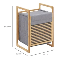 HOMCOM Wäschekorb Wäschebox Wäschesammler Mit Waschbarem Wäschesack Deckel Wäschesack Tuchsack Bambus Leinenartiges Polyester Natur+Grau 40 X 35 X 60,5 Cm 13 HOMCOM Wäschekorb Wäschebox Wäschesammler Mit Waschbarem Wäschesack Deckel Wäschesack Tuchsack Bambus Leinenartiges Polyester Natur+Grau 40 X 35 X 60,5 Cm -Haushaltswaren Store 011bf021bb19a7f173a0e4a8c9f93011