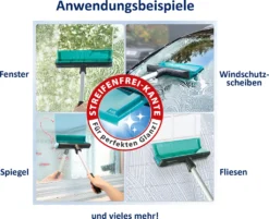 Genius Fensterwischer Deluxe-Set 7 Tlg - Fensterputzer + Ausziehbarer Teleskop-Stiel, Wanne & Mikrofaserbezug | Streifenfreie Sauberkeit; A81964 -Haushaltswaren Store 01a3be1735c28063745d01b6a0aec0ca 1