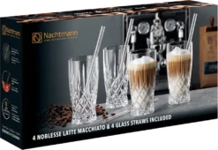Nachtmann Latte Macchiato Set/4 + 4 Glastrinkhalme 7604/8tlg. Noblesse 104671 -Haushaltswaren Store 027cbf199245373506f099df1d9a2cd8
