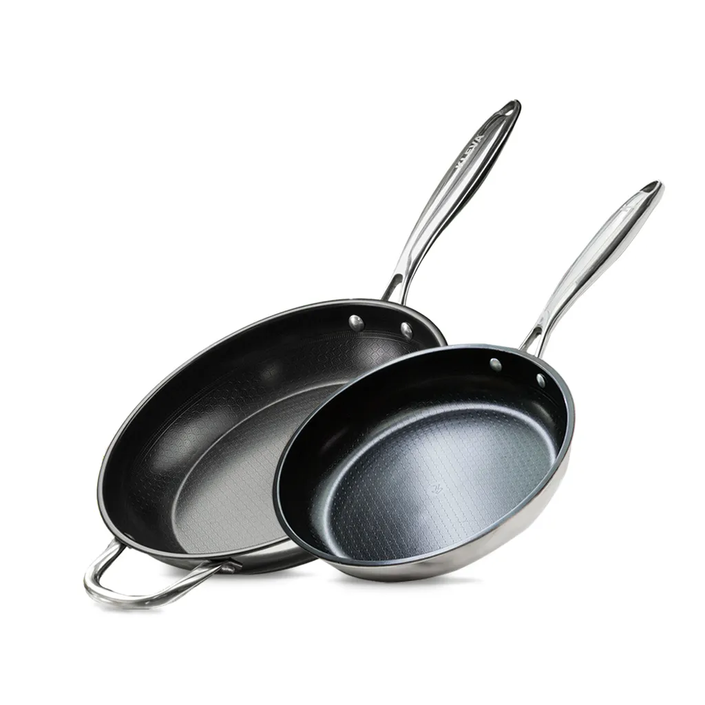 Livington Dura Pan - Pfannenset Mit Universaldeckel - 28cm + 24cm Pfanne - 3-lagige Antihaftbeschichtung - Pflegeleichtes Edelstahlgehäuse - Für Alle Herdplatten Geeignet 4 Livington Dura Pan - Pfannenset Mit Universaldeckel - 28cm + 24cm Pfanne - 3-lagige Antihaftbeschichtung - Pflegeleichtes Edelstahlgehäuse - Für Alle Herdplatten Geeignet – Bild 2