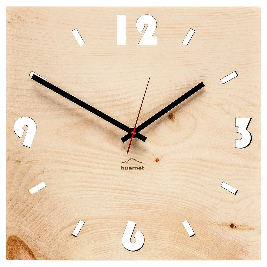 Huamet CH41-A-1604 Holz-Wanduhr Zirbe Quadratisch 3 Huamet CH41-A-1604 Holz-Wanduhr Zirbe Quadratisch