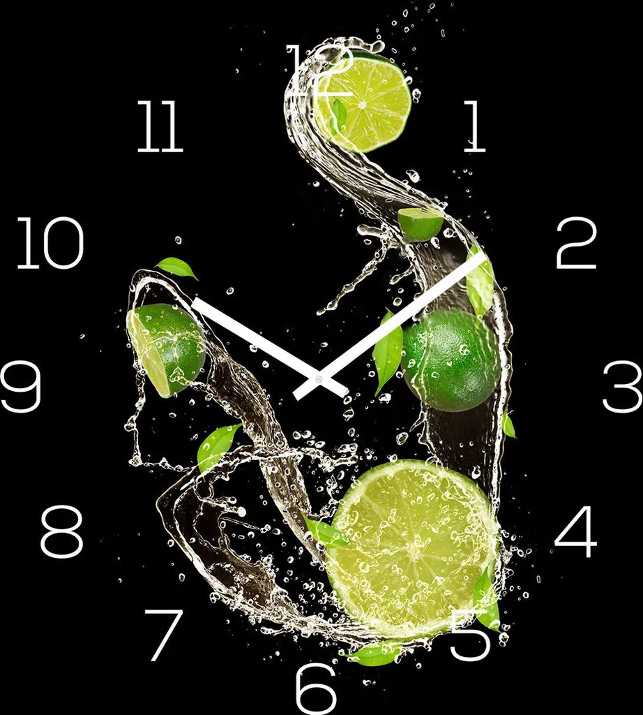 Wanduhr Alu-Dibond 30x30cm Uhr Alubild Limette Frucht Cocktail Bar Küchenuhr 3 Wanduhr Alu-Dibond 30x30cm Uhr Alubild Limette Frucht Cocktail Bar Küchenuhr