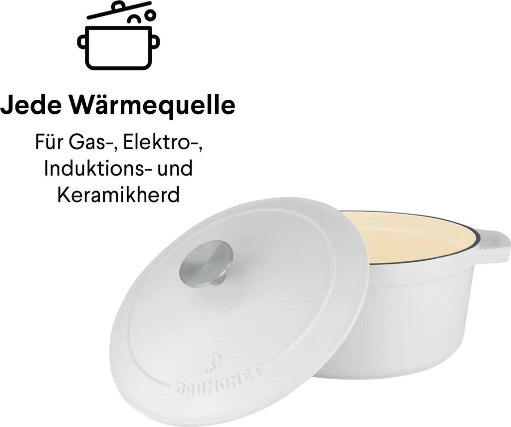 Daumonet Gusseisen-Bräter - Rund Ø 26 Cm - Weiß 5 Daumonet Gusseisen-Bräter - Rund Ø 26 Cm - Weiß – Bild 3