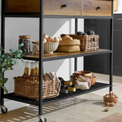 SoBuy FKW112-PF Küchenwagen Servierwagen Küchenregal Kücheninsel Flurschrank Sideboard Beistelltisch Rollwagen Industrie-Design BHT Ca.: 100x93x45cm -Haushaltswaren Store 064a01938698af998e3119cff7b90060