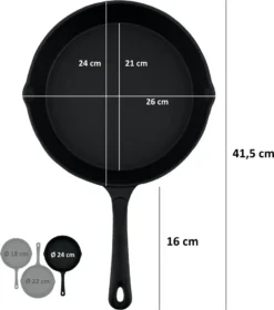 BBQ-Toro Ultimate PRO3+ Pfannen Set, 3-teilig, Gusseisen Bratpfanne, Steakpfanne -Haushaltswaren Store 06c38ed5be8add86768ed46ad20d917c
