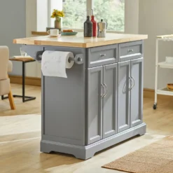 SoBuy FKW71-HG Kücheninsel Küchenwagen Mit Erweiterbarer Arbeitsplatte Küchenschrank Servierwagen Holz BHT Ca.: 115x92x46-71cm -Haushaltswaren Store 06eb052b624c3b107f947ee7376aad83