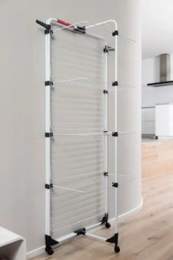 Vileda Mixer 4 - Vertikaler Stahlturm-Wäscheständer, 40 Meter Trockenraum, 4 Gestelle, Kleiner Kleiderständer Und Bügel, Offene Maße 169 X 71 X 71 X 71 Cm, Farbe Weiß -Haushaltswaren Store 0715b4fe14552cbf330d0741d3af6d97