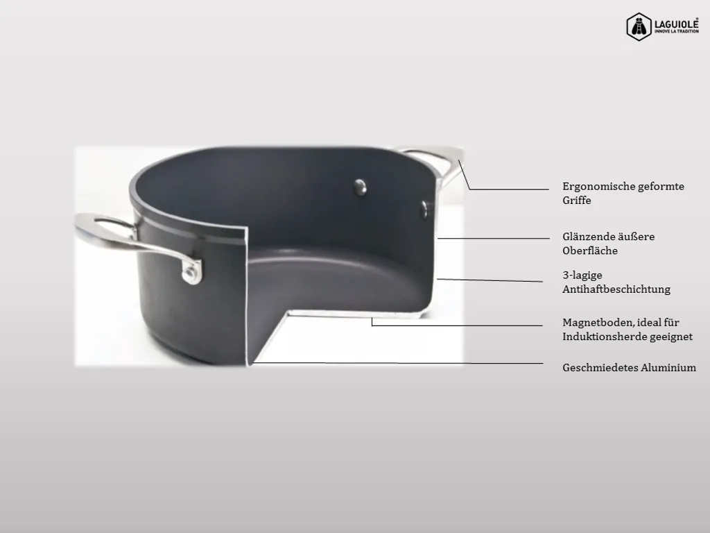 LAGUIOLE Kochtopf 20 Cm Glasdeckel Ausgießer 3,1 Liter Antihaftbeschichtung Induktion Schwarz*00764 6 LAGUIOLE Kochtopf 20 Cm Glasdeckel Ausgießer 3,1 Liter Antihaftbeschichtung Induktion Schwarz*00764 – Bild 4