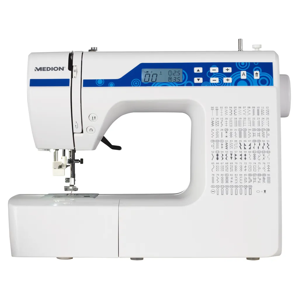 MEDION MD 15694 Digitale Nähmaschine/Knopflochautomatik/100 Stiche/100 Alphabetstiche/69 Doppel-Nadel-Stiche/LED-Nählicht/weiß 3 MEDION MD 15694 Digitale Nähmaschine/Knopflochautomatik/100 Stiche/100 Alphabetstiche/69 Doppel-Nadel-Stiche/LED-Nählicht/weiß