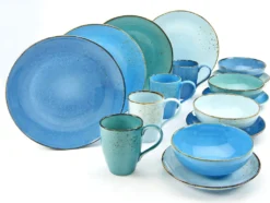 CreaTable 20157 Kombiservice Nature Collection Aqua Für 4 Personen, Steinzeug, Aqua (1 Set, 16-teilig) -Haushaltswaren Store 09e7126c0d3309f426f2c8efc4a229d8