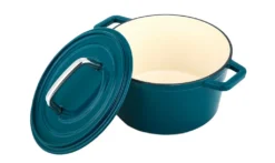 Gusseisen Kochtopf Schmortopf Bräter 14 Cm Ø Petrol CS Kochsysteme ALPEN Emailliert