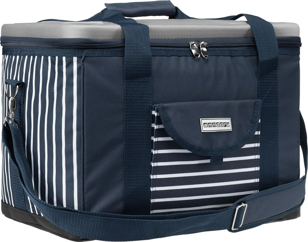 Anndora Kühltasche XL 40 Liter AHOI Mit Reissverschluss - Blau-weis-gestreift 3 Anndora Kühltasche XL 40 Liter AHOI Mit Reissverschluss - Blau-weis-gestreift