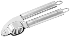 Fackelmann Knoblauchpresse OVALGRIFF, Praktischer Küchenhelfer Aus Rostfreiem Edelstahl, Knoblauchschneider Mit Ergonomischem Griff (Farbe: Silber), Menge: 1 Stück