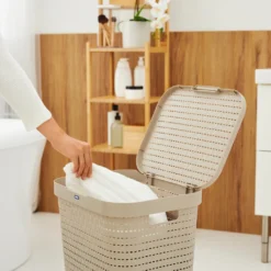 ROTHO Wäschesammler 55 L COUNTRY, Farbe:Cappuccino -Haushaltswaren Store 0fe6aed672451e199a7b082b56c47221