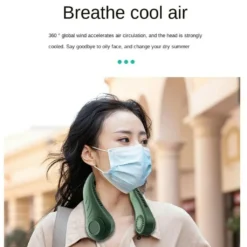 Tragbarer Mini Fan Nackenbügel Klingenloser Hängender Halsventilator Lazy Neck Hanging Cooler USB Wiederaufladbar USB, Grün -Haushaltswaren Store 11b687a239d0d8c03771c11b2ca9599b