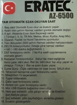 ERA-TEC AZ-6500 Ezan Saati, Gebetsuhr, Azan Clock - Weiß -Haushaltswaren Store 11d3dc3ccc2da4fb245049a143cd621b