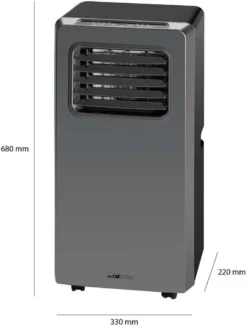 Clatronic Klimagerät CL 3672 Mit LED-Display - Farbe: Anthrazit/Silber - Funktionen: Kühlen, Entfeuchten, Gebläse - 880 W - Inkl. 1,5 M Abluftschlauch + Fensterabluft-Kit + Infrarot-Fernbedienung; 263 808 -Haushaltswaren Store 13ee41cba11bca26b7656b2853f0ebaa