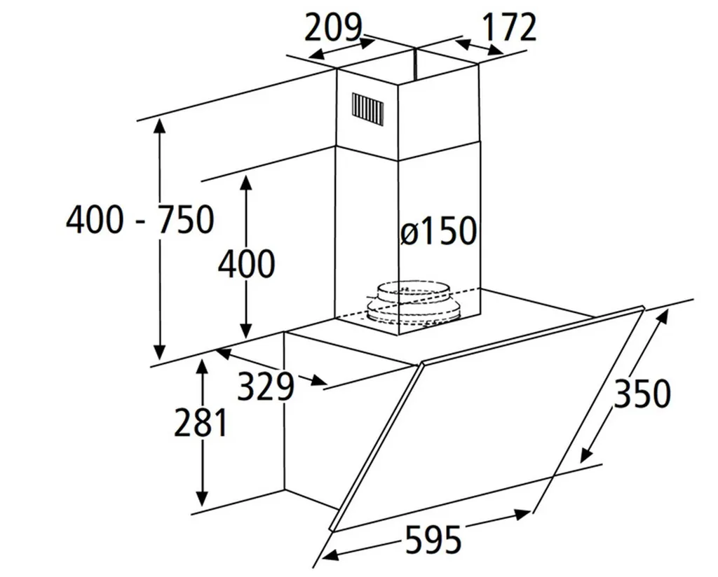 PKM Dunstabzugshaube Schräghaube Wandesse Metall Glas S23-60 ABPY 60cm Schwarz 7 PKM Dunstabzugshaube Schräghaube Wandesse Metall Glas S23-60 ABPY 60cm Schwarz – Bild 5