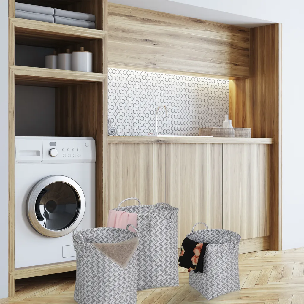 Relaxdays Wäschekorb Geflochten 3er Set 7 Relaxdays Wäschekorb Geflochten 3er Set – Bild 5