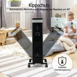 COSTWAY Ölradiator 3 Heizstufen 5-35℃ Für 20㎡, 7 Rippen Heizkörper 1500W, Elektrische Heizung Mobil Mit Thermostat, Überhitzungsschutz & Räder, Schwarz -Haushaltswaren Store 1658dab150534f5f9deb03d53a05f5d8