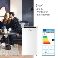 SUNTEC Mobiles Lokales Klimagerät SNOW 12.000 Eco R290 [3 In 1 - Kühlen, Ventilieren, Entfeuchten, Für Räume Bis 130 M³ (60 M²), Max. 3.400 W] -Haushaltswaren Store 174c17e26481ec3a6aafb81b1a36ba48