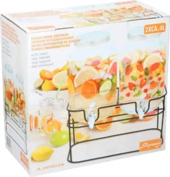 Cuisine Elegance Getränkespender Mit Ständer 2 X 4 Liter - Cocktails, Wasserspender, Saftspender, Karaffe, Glas Zapfhahn - Transparent/Schwarz -Haushaltswaren Store 177832d4ecdc3d641f441827c8b6aebb