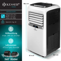 KESSER® – Klimaanlage Mobiles Klimagerät 4in1 Kühlen, Luftentfeuchter, Lüften, Ventilator - 12.000 BTU/h (3.500 Watt) 3,5 KW - Klima Mit Montagematerial, Fernbedienung Und Timer, Nachtmodus (EEK: A), Farbe:Weiß / Schwarz 21 KESSER® – Klimaanlage Mobiles Klimagerät 4in1 Kühlen, Luftentfeuchter, Lüften, Ventilator - 12.000 BTU/h (3.500 Watt) 3,5 KW - Klima Mit Montagematerial, Fernbedienung Und Timer, Nachtmodus (EEK: A), Farbe:Weiß / Schwarz -Haushaltswaren Store 19e51b42953d190853dc7b11f90e0395
