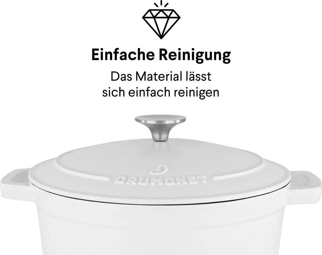 Daumonet Gusseisen-Bräter - Rund Ø 26 Cm - Weiß 10 Daumonet Gusseisen-Bräter - Rund Ø 26 Cm - Weiß – Bild 8