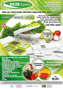 Dicer Express - Multifunktionales Gemüse- Und Obstschneider, 15 Teiliges Set Mit Fingerschutz, Alles-Schneider- Original Aus Der TV Werbung 21 Dicer Express - Multifunktionales Gemüse- Und Obstschneider, 15 Teiliges Set Mit Fingerschutz, Alles-Schneider- Original Aus Der TV Werbung -Haushaltswaren Store 1ad74a94211b20fa898a89089d1a7882