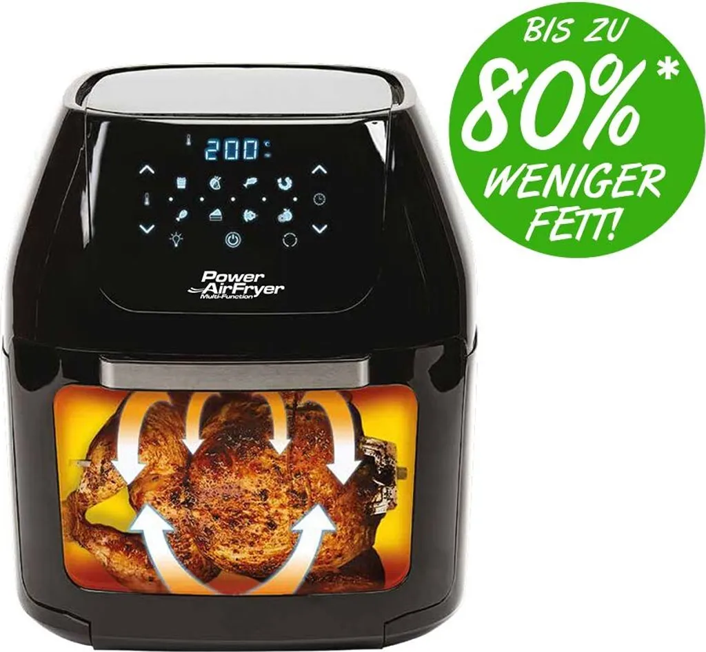 Mediashop Power AirFryer Multi-Function Heißluftfritteuse Backen Toasten Drehgrill Inkl. Rezeptheft Grillspieß 1800 Watt 5 Mediashop Power AirFryer Multi-Function Heißluftfritteuse Backen Toasten Drehgrill Inkl. Rezeptheft Grillspieß 1800 Watt – Bild 3