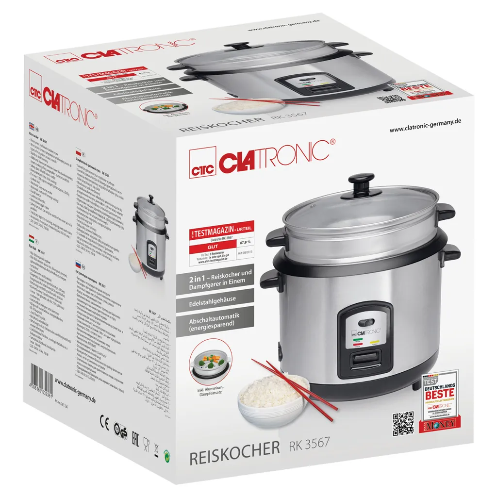 Clatronic Reis-Kocher Multi-Kocher Dampf-Garer 700 W + Löffel RK 3567 11 Clatronic Reis-Kocher Multi-Kocher Dampf-Garer 700 W + Löffel RK 3567 – Bild 9