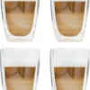 Latte Macchiato-Gläser 400ml Doppelwandig Isolierglas Extra Lang Warmhaltend Maße ≈9 X 14cm (4 Stück) -Haushaltswaren Store 1d33ed196dfcb57e91b0ef4a9aec62ce