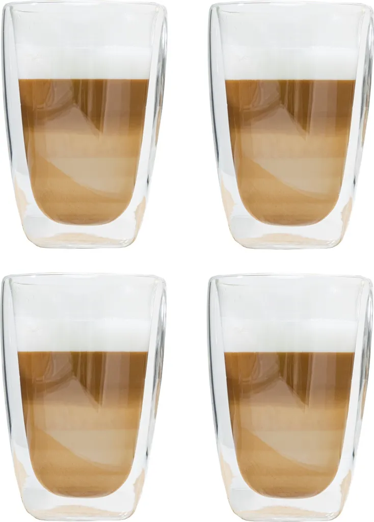 Latte Macchiato-Gläser 400ml Doppelwandig Isolierglas Extra Lang Warmhaltend Maße ≈9 X 14cm (4 Stück) 3 Latte Macchiato-Gläser 400ml Doppelwandig Isolierglas Extra Lang Warmhaltend Maße ≈9 X 14cm (4 Stück)