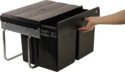 Wesco Niedriger Mülleimer Küche Ausziehbar | 2 X 15 L Einbaumülleimer Mit Schienengestell | Abfallsystem | Abfallsammler | Trennsystem | Bodenmontage | Kunststoff Schwarz | 28015 0 -Haushaltswaren Store 1e2fd165fd90f067c8f745163bc79d6b