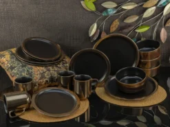 CreaTable 23592 Kombiservice Modern Industrial Für 4 Personen, Steinzeug, Schwarz/gold (1 Set, 16-teilig) -Haushaltswaren Store 1e3b9ca979def613d9936119c83d140f