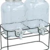 Cuisine Elegance Getränkespender Mit Ständer 2 X 4 Liter - Cocktails, Wasserspender, Saftspender, Karaffe, Glas Zapfhahn - Transparent/Schwarz -Haushaltswaren Store 212881919ec8b27f016e10e683762050