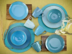 CreaTable 20157 Kombiservice Nature Collection Aqua Für 4 Personen, Steinzeug, Aqua (1 Set, 16-teilig) -Haushaltswaren Store 220b8099d0052f088b44589cd92bc320