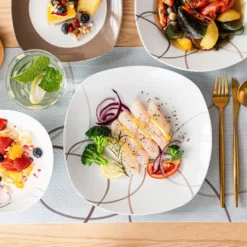 VEWEET Tafelservice 'Nikita' Aus Porzellan, 24 Teilig Geschirrset Beinhatlet Müslischalen, Dessertteller, Speiseteller Und Suppenteller, Geschirrservice Für 6 Personen -Haushaltswaren Store 22fc1cb70eac8634616dd9028f354800