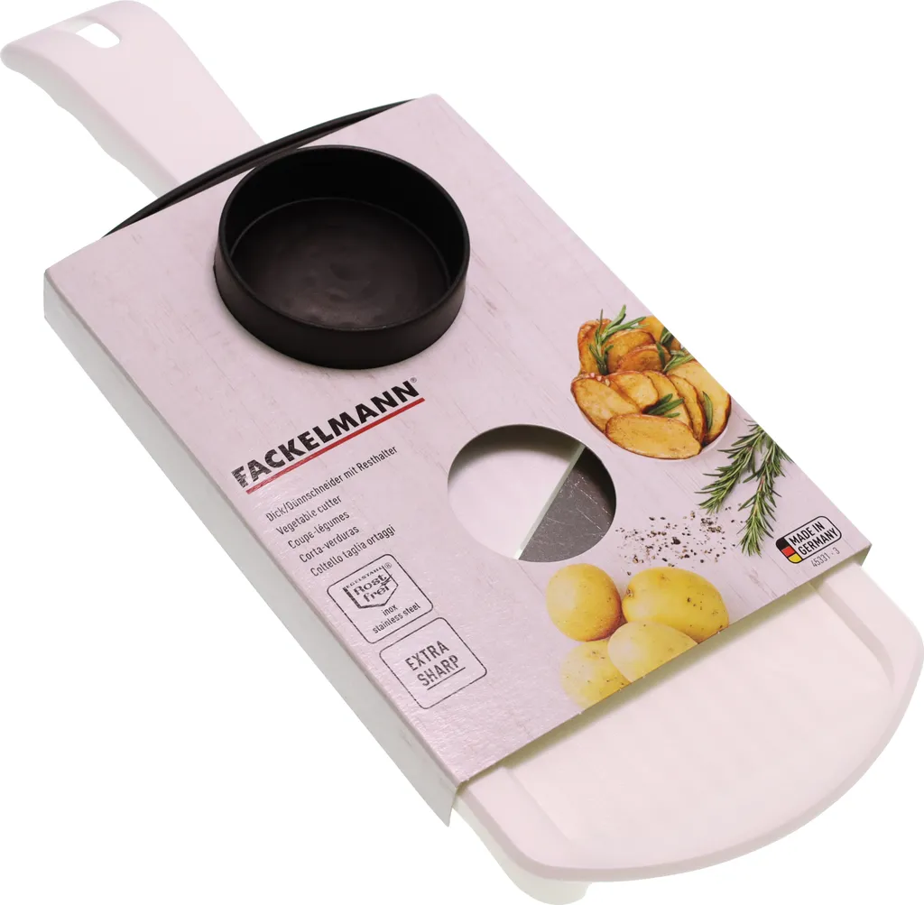 Fackelmann Dick-/Dünnschneider Mit Restehalter, Gemüseschneider Mit Zweiseitiger Edelstahl-Klinge, Hochwertiger Gemüsehobel (Farbe: Weiß/Schwarz), Menge: 1 Stück 10 Fackelmann Dick-/Dünnschneider Mit Restehalter, Gemüseschneider Mit Zweiseitiger Edelstahl-Klinge, Hochwertiger Gemüsehobel (Farbe: Weiß/Schwarz), Menge: 1 Stück – Bild 8