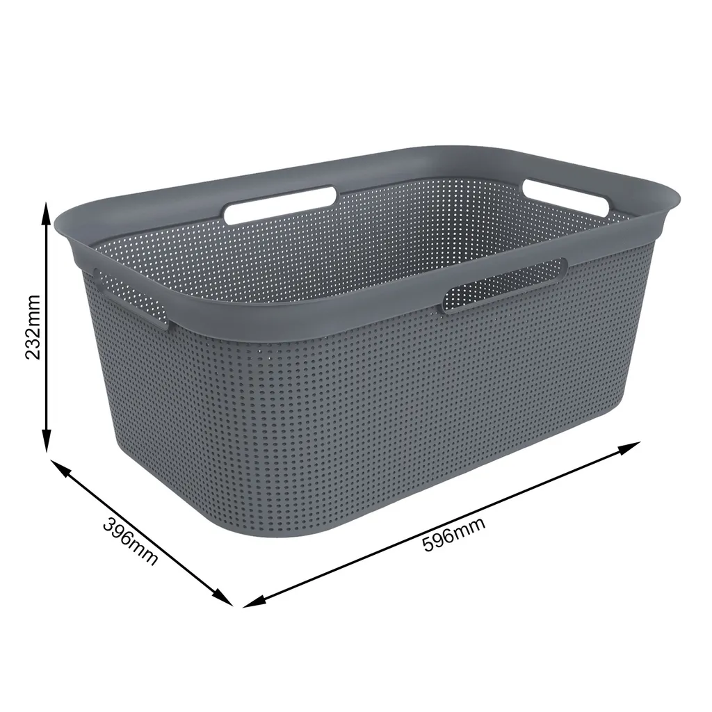 ROTHO 4er Set Wäschekorb 41l Brisen, Farbe:Anthrazit 6 ROTHO 4er Set Wäschekorb 41l Brisen, Farbe:Anthrazit – Bild 4