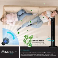 KESSER® Turmventilator Mit Fernbedienung | 120 Cm | Oszilation | 55W | LED-Display | Ventilator Mit 3 Geschwindigkeitsstufen + Timer Bis 12 Stunden + 3 Betriebsmodi + 90° Oszillierend Towerventilator, Farbe:Schwarz 16 KESSER® Turmventilator Mit Fernbedienung | 120 Cm | Oszilation | 55W | LED-Display | Ventilator Mit 3 Geschwindigkeitsstufen + Timer Bis 12 Stunden + 3 Betriebsmodi + 90° Oszillierend Towerventilator, Farbe:Schwarz -Haushaltswaren Store 25cb00a5c19b92b1dd4bbf459d1103f2