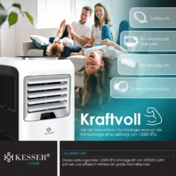 KESSER® – Klimaanlage Mobiles Klimagerät 4in1 Kühlen, Luftentfeuchter, Lüften, Ventilator - 12.000 BTU/h (3.500 Watt) 3,5 KW - Klima Mit Montagematerial, Fernbedienung Und Timer, Nachtmodus (EEK: A), Farbe:Weiß / Schwarz 20 KESSER® – Klimaanlage Mobiles Klimagerät 4in1 Kühlen, Luftentfeuchter, Lüften, Ventilator - 12.000 BTU/h (3.500 Watt) 3,5 KW - Klima Mit Montagematerial, Fernbedienung Und Timer, Nachtmodus (EEK: A), Farbe:Weiß / Schwarz -Haushaltswaren Store 25d462da7125f9bb890ebc903444717c