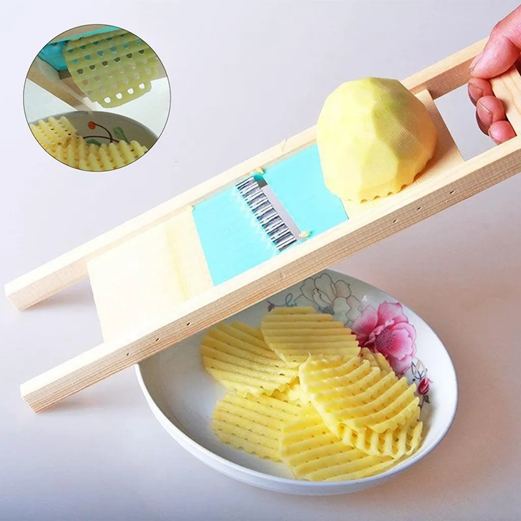 Kartoffel Gitter Gemüseschneider, Hölzern Gemüsereibe Gewelltes Netz Grater Reibe Gemüsehobel 4 Kartoffel Gitter Gemüseschneider, Hölzern Gemüsereibe Gewelltes Netz Grater Reibe Gemüsehobel – Bild 2