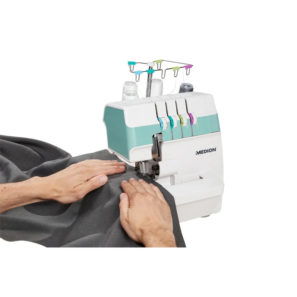 MEDION Overlock Nähmaschine (elektrisch, 90 Watt, LED Licht, Mit Einem Arbeitsgang Schneiden, Umfangreiches Zubehör, MD19169) 4 MEDION Overlock Nähmaschine (elektrisch, 90 Watt, LED Licht, Mit Einem Arbeitsgang Schneiden, Umfangreiches Zubehör, MD19169) – Bild 2