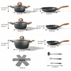 STONELINE® Back To Nature Kochgeschirr-Set, 14-tlg., Keramik-Beschichtung, Mit Glasdeckeln -Haushaltswaren Store 29d655f0823e39a20edcd72a4b2b447e