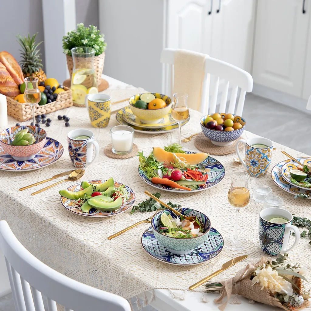 Vancasso Tafelservice Porzellan, JASMIN 16 Teiliges Essgeschirr Kombiservice, Handbemaltes Geschirrset Für 4 Personen, Böhmischer Stil 12 Vancasso Tafelservice Porzellan, JASMIN 16 Teiliges Essgeschirr Kombiservice, Handbemaltes Geschirrset Für 4 Personen, Böhmischer Stil – Bild 10