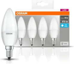 OSRAM Set Mit 4 LED-Lampen E14 Mattierte Flamme 5 W Entsprechend 40 W Kaltweiß -Haushaltswaren Store 2a8c416ed9eecd8c0f31169db04e0297