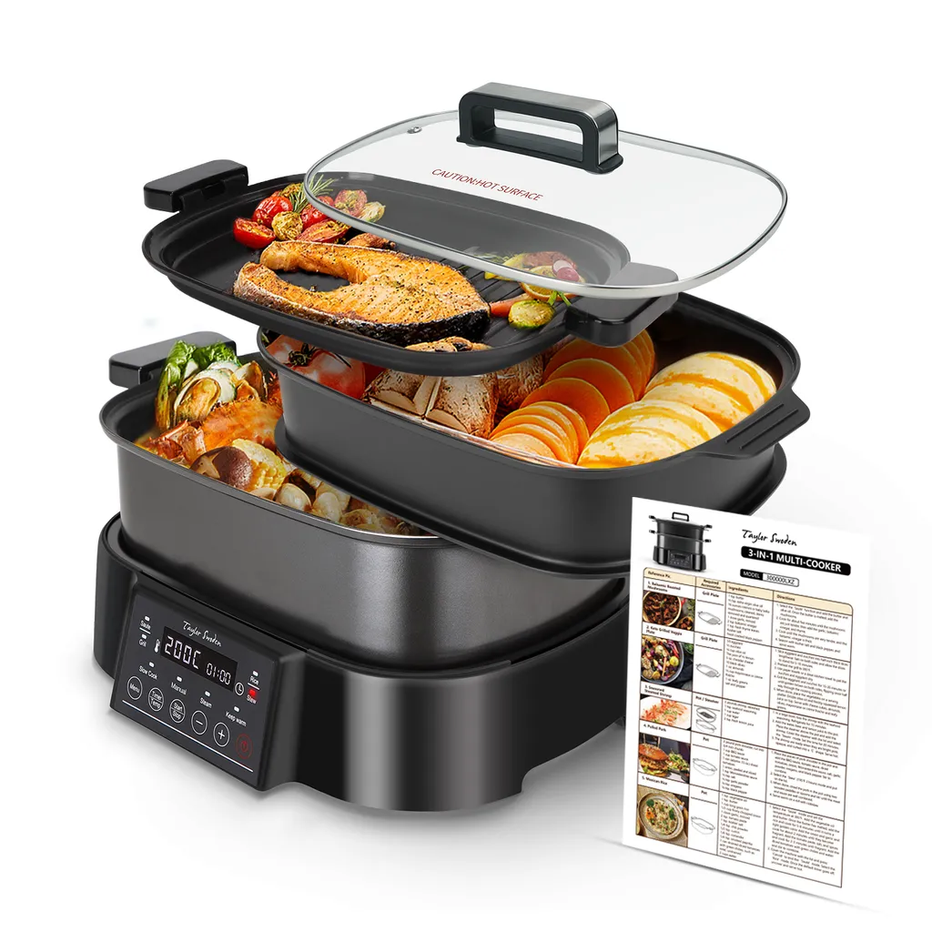 Aigostar 6 L Dampfgarer Mit Timer, Langsamkocher, Grill Und Dampfgarer 3 In 1, BPA-frei, Programmierbar, Voreingestellte Programme, Warmhaltefunktion, 1250 W 3 Aigostar 6 L Dampfgarer Mit Timer, Langsamkocher, Grill Und Dampfgarer 3 In 1, BPA-frei, Programmierbar, Voreingestellte Programme, Warmhaltefunktion, 1250 W