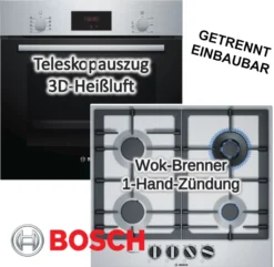 HERDSET Bosch Backofen 2-fach Teleskopauszug Mit Gaskochfeld - Autark, 60 Cm NEU
